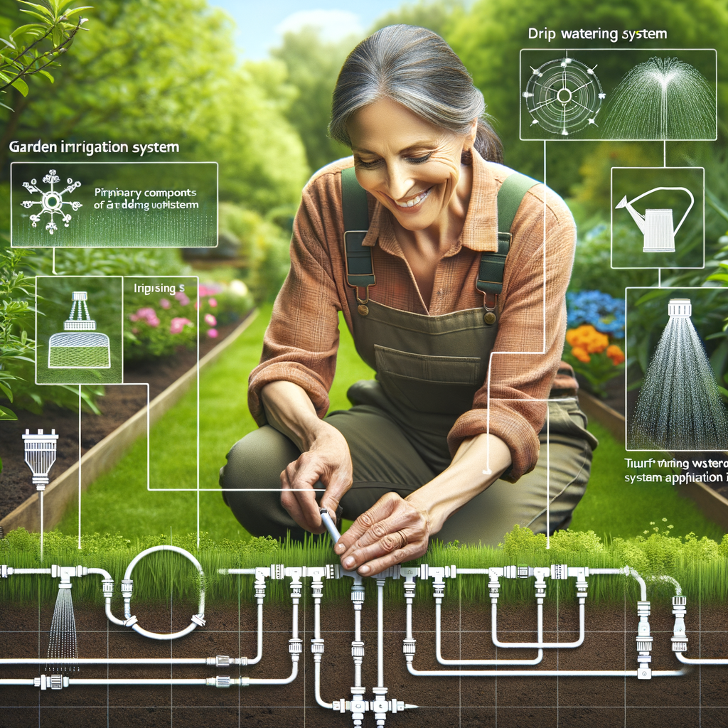 DIY enthusiast demonstrating simple irrigation techniques for efficient garden irrigation system setup, including drip irrigation and lawn irrigation system installation for home and agricultural use.