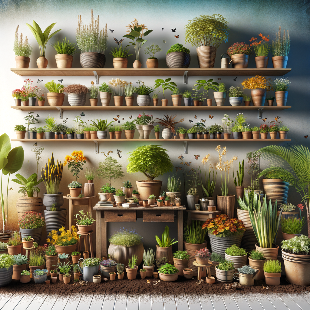 Assortment of perfect plants for pots in indoor and outdoor container gardening settings, showcasing best plants for container gardening, innovative designs, and quality soil, ideal for beginners and seasonal container gardening enthusiasts.